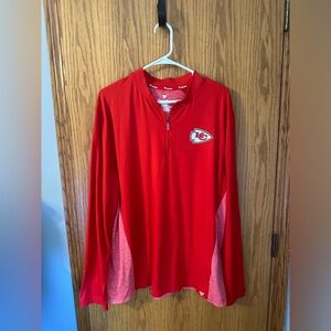 Mens XL Fanatics Kansas City Chiefs Quarter Zip Long Sleeve Shirt Lightweight